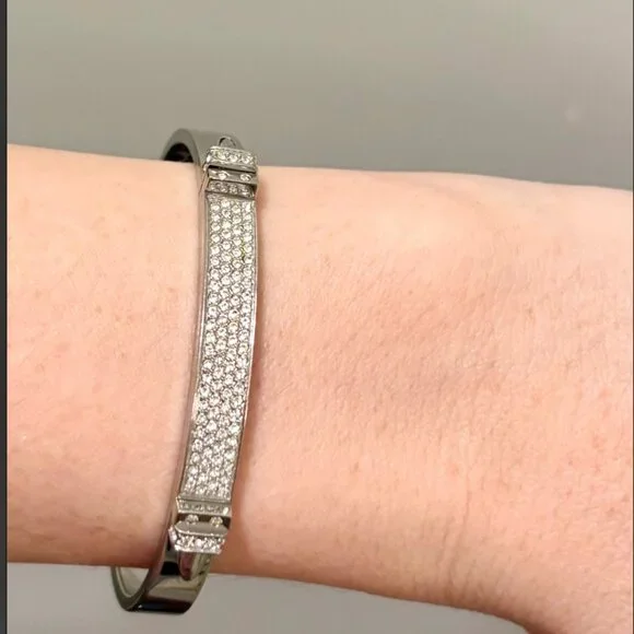 Sterling Silver Swarovski Pave Crystal Bangle - Picture 4 of 6